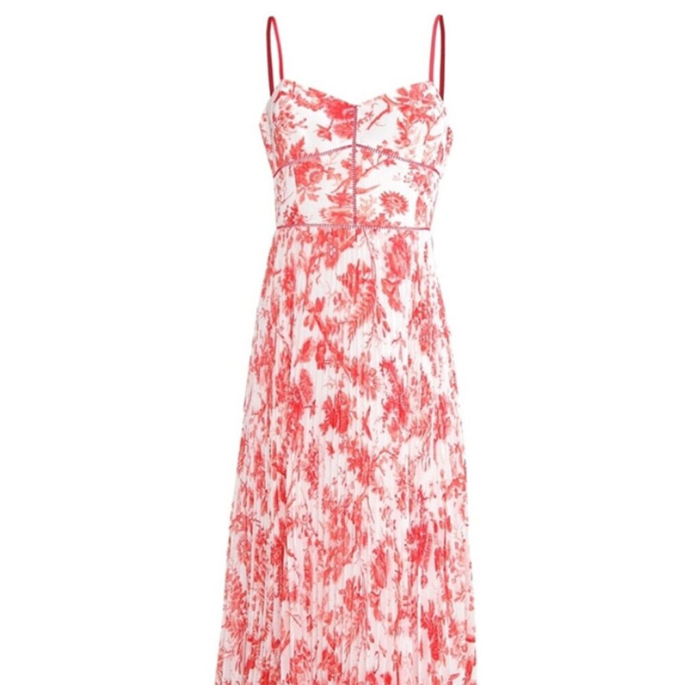 Club Monaco Red And White Toile Midi Dress
